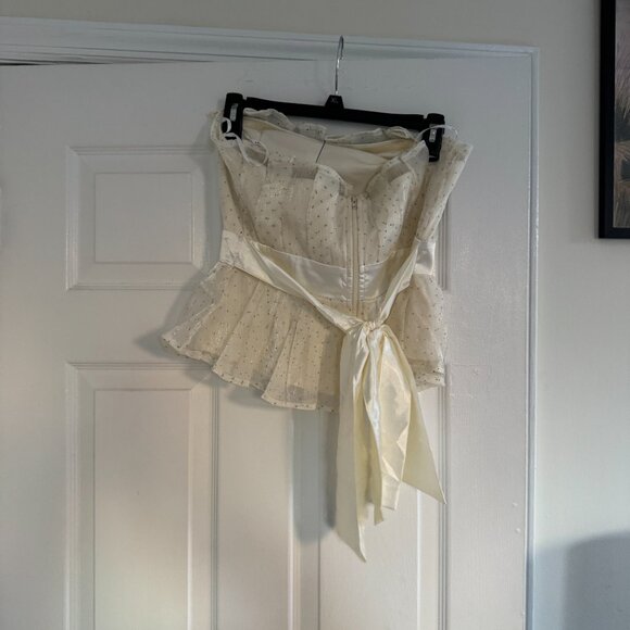 *NWT* Lulus Voguish Passion Pleated Rhinestone Strapless Top - Ivory - Picture 4 of 5